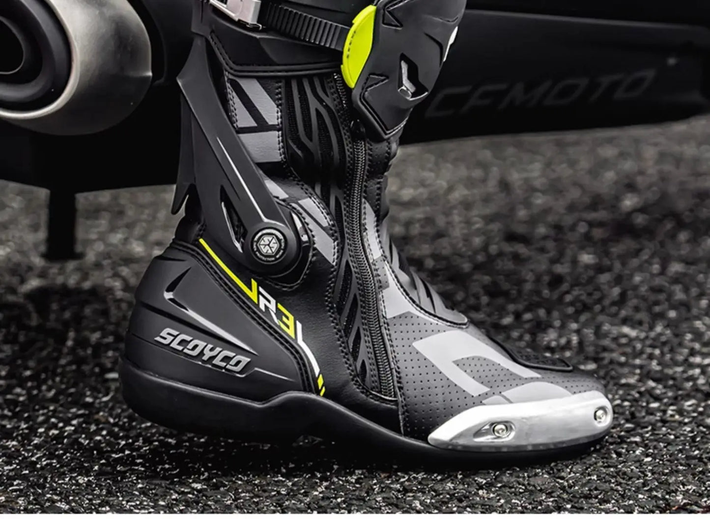 SCOYCO Knee-High Motorcycle Boots For Men Women Off-Road Highway Riding Durable Anti-Slip Sole Ankle Support All-Terrain Grip