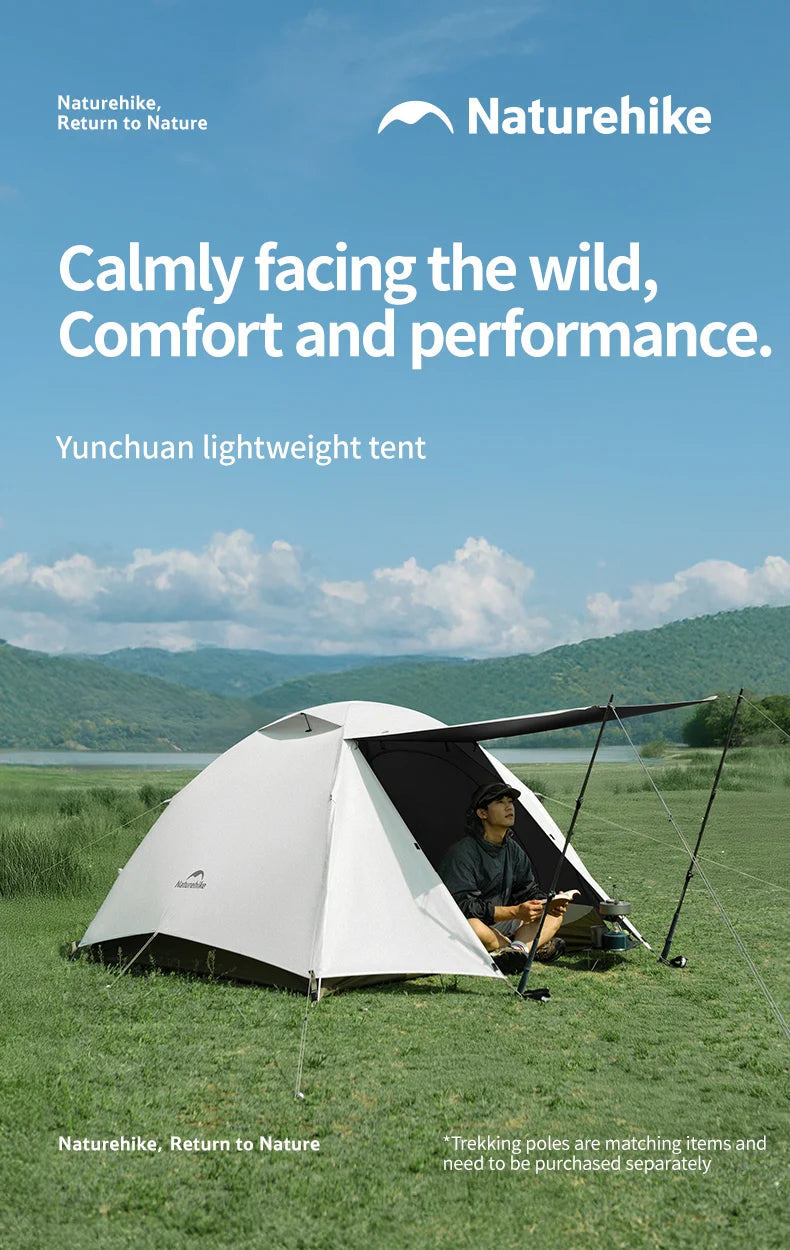 Naturehike YunChuan Outdoor Camping Tent 2/3 Person Waterproof PU2000+ Blackout Tents UV50+ Portable Lightweight Hiking Shelter
