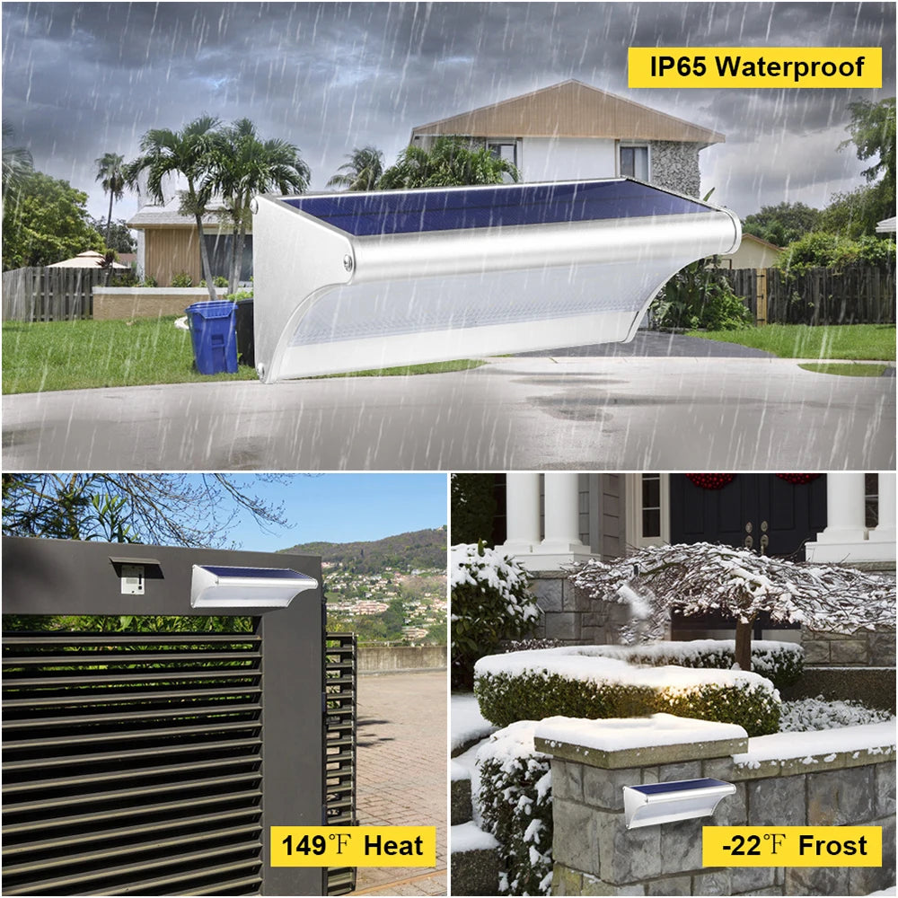 60/48Led Outdoor Solar Wall Light Solar Flood Lights Motion Sensor Waterproof Wall Lamp Metal Housing 1100LM for Garden Lighting