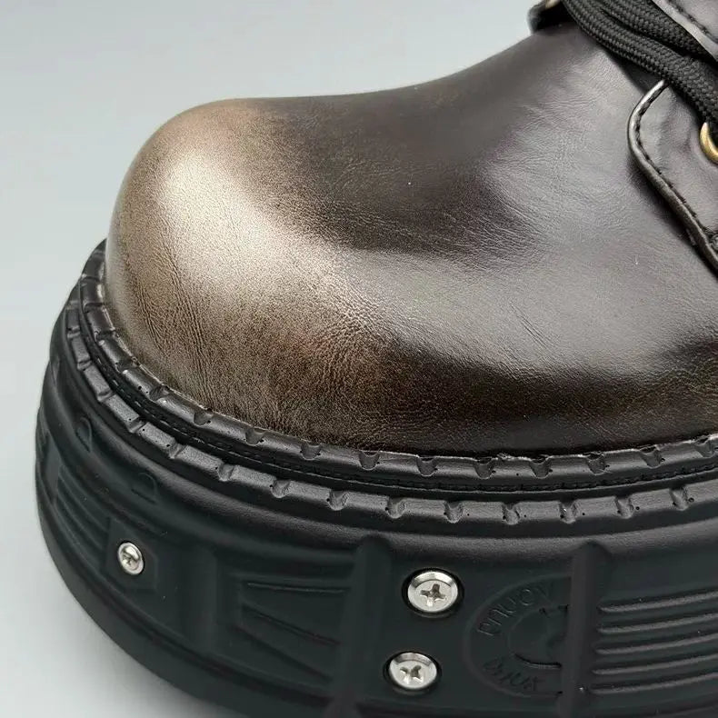 Thick-soled Men's 2024 Autumn and Winter Niche Design Fashion Heightening Short Dark Punk Wind Motorcycle Boots