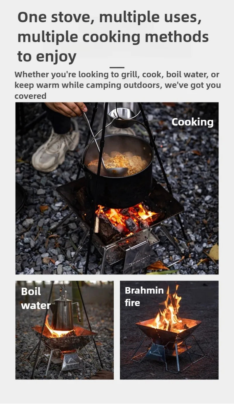 Outdoor Folding Stove Portable Stainless Steel Lightweight Barbecue Grill Picnic Stove Convenient Versatile Camping Supplies