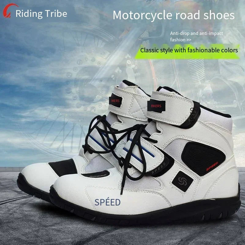 Motorcycle Fall Prevention Boots High Ankle Racing Boots Leather Race Motocross Motorbike Riding Boots Shoes for Women Men Shoe