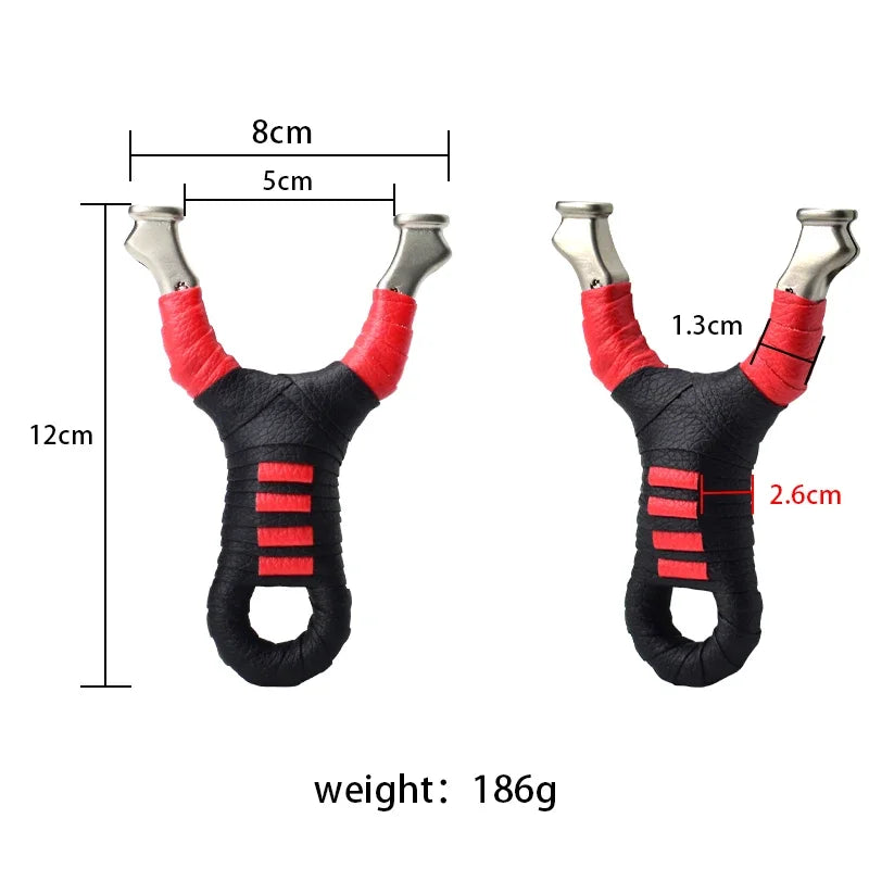 New Style Stainless Steel Powerful Slingshot with Tube Rubber Band Mud Balls Slingshot Catapult Bag for Hunting Outdoor