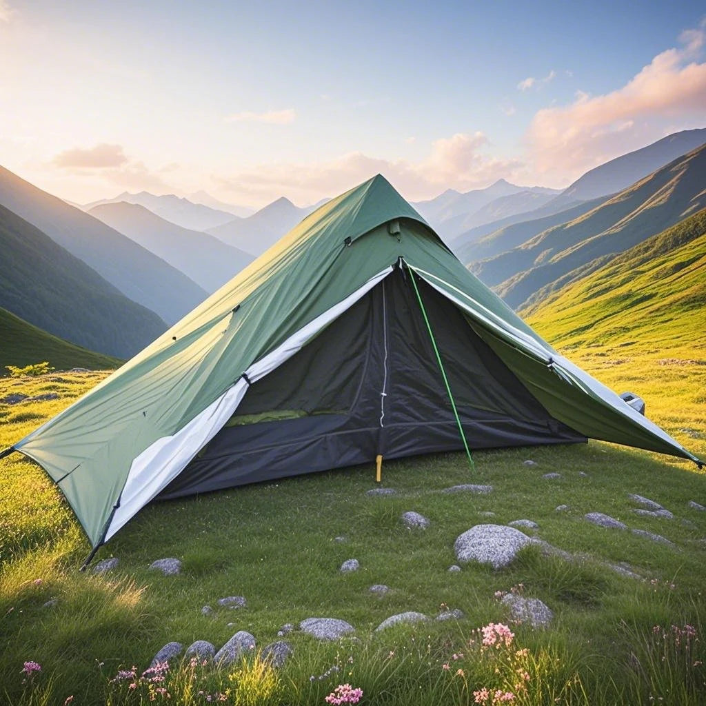 1-Person Ultralight Trekking Pole Tent - Pyramid Design, Waterproof PU4000, 2-Layer Mesh for Backpacking/Hiking, Without Pole