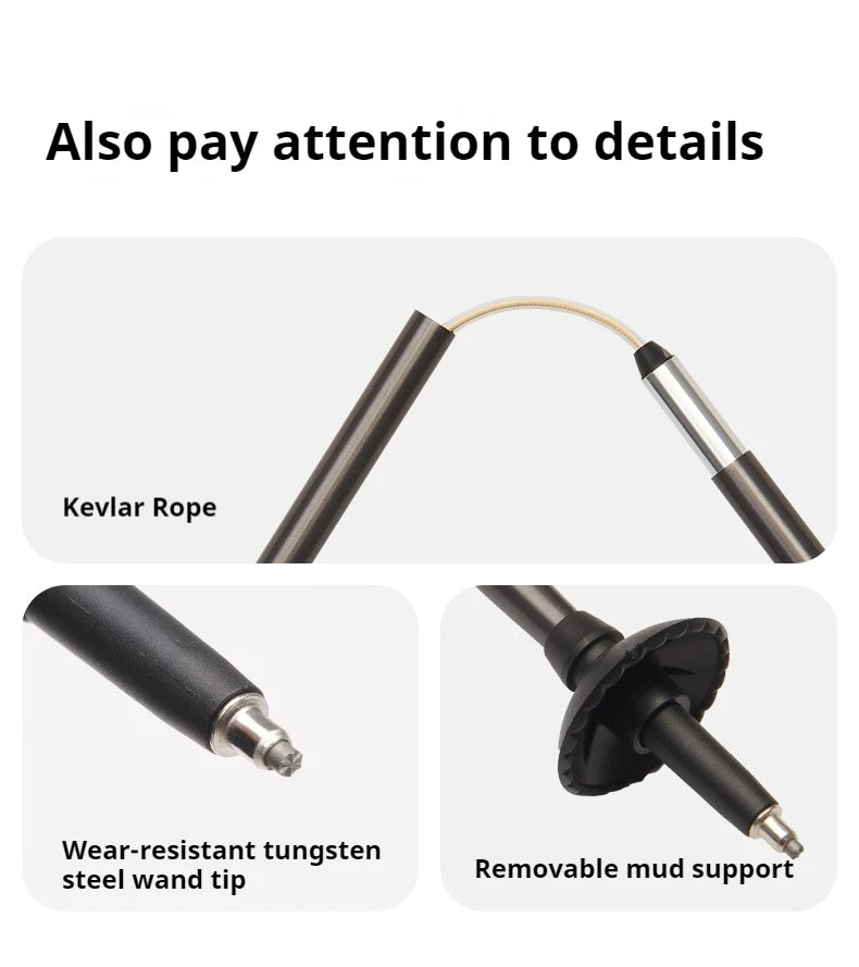 Naturehike Outdoor Alpenstock Carbon 4-sections Foldable Aluminum Alloy Ultralight Trekking Pole Adjustable Hiking Walking Stick