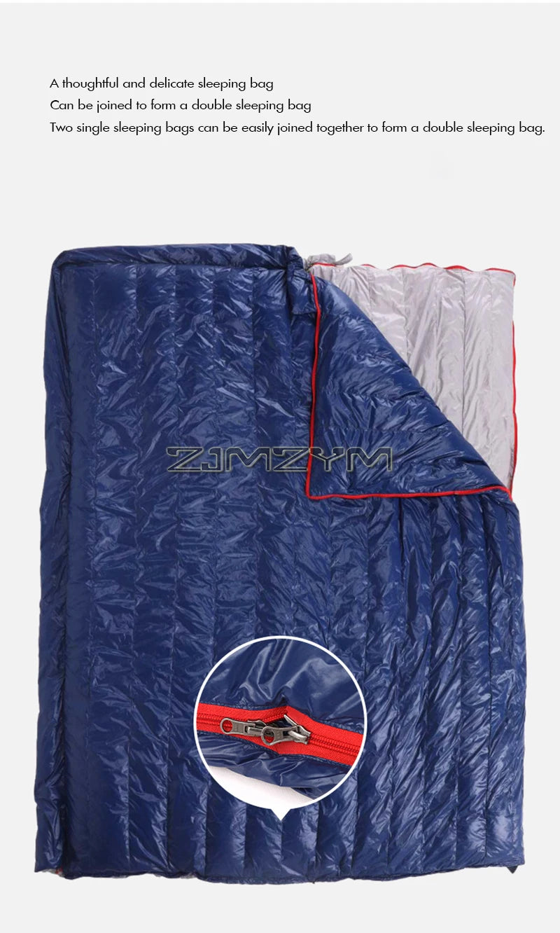 Down Sleeping Bag, 4 Season Sleeping Bag for Adults Cold Weather– Warm and Washable, Zip Together for Hiking Traveling & Outdoor