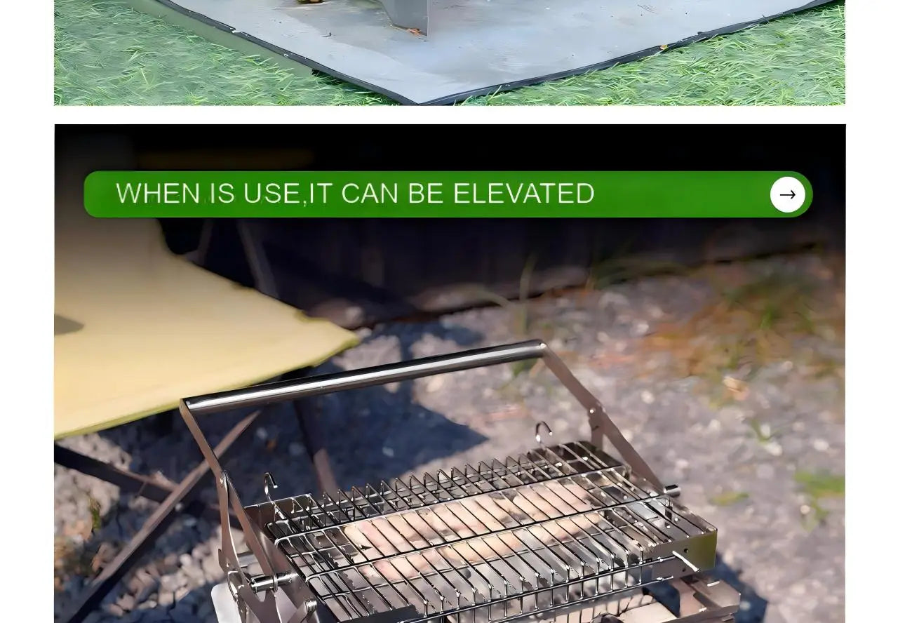 360° Rotating BBQ Grill – Stainless Steel, 5.7kg Lightweight for Camping & Parties – Feeds 1-6, Hands-Free Grilling for Family &