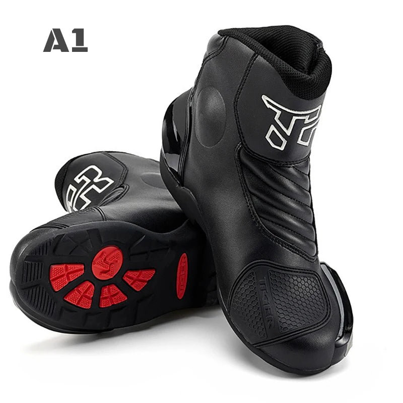 Motorcycle Road Racing Boots Professional Biker Shoes Motorbike Long Riding Protective Gear Shift Microfibe Leather boot