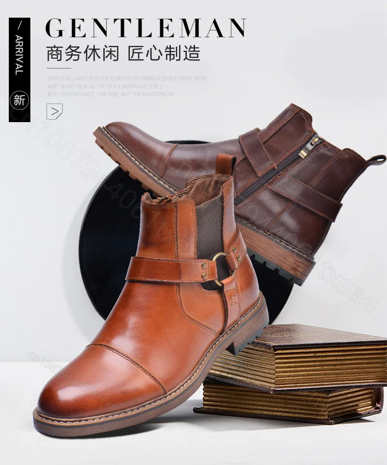 Motorcycle Shoes Retro Leather Boots for Motorcycles Durable Men Boots Couple's Short Shoes Motorcycle Safety Equipment