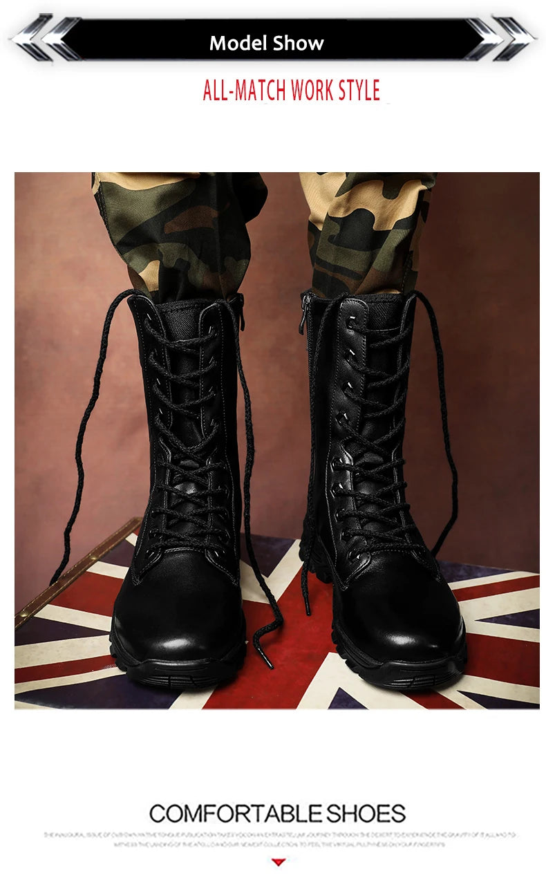 Genuine Leather Ankle Boots Men Outdoor Leather Winter Fur Warm Man Boots Army Hunting Boots for Men Shoes Casual Black Boots