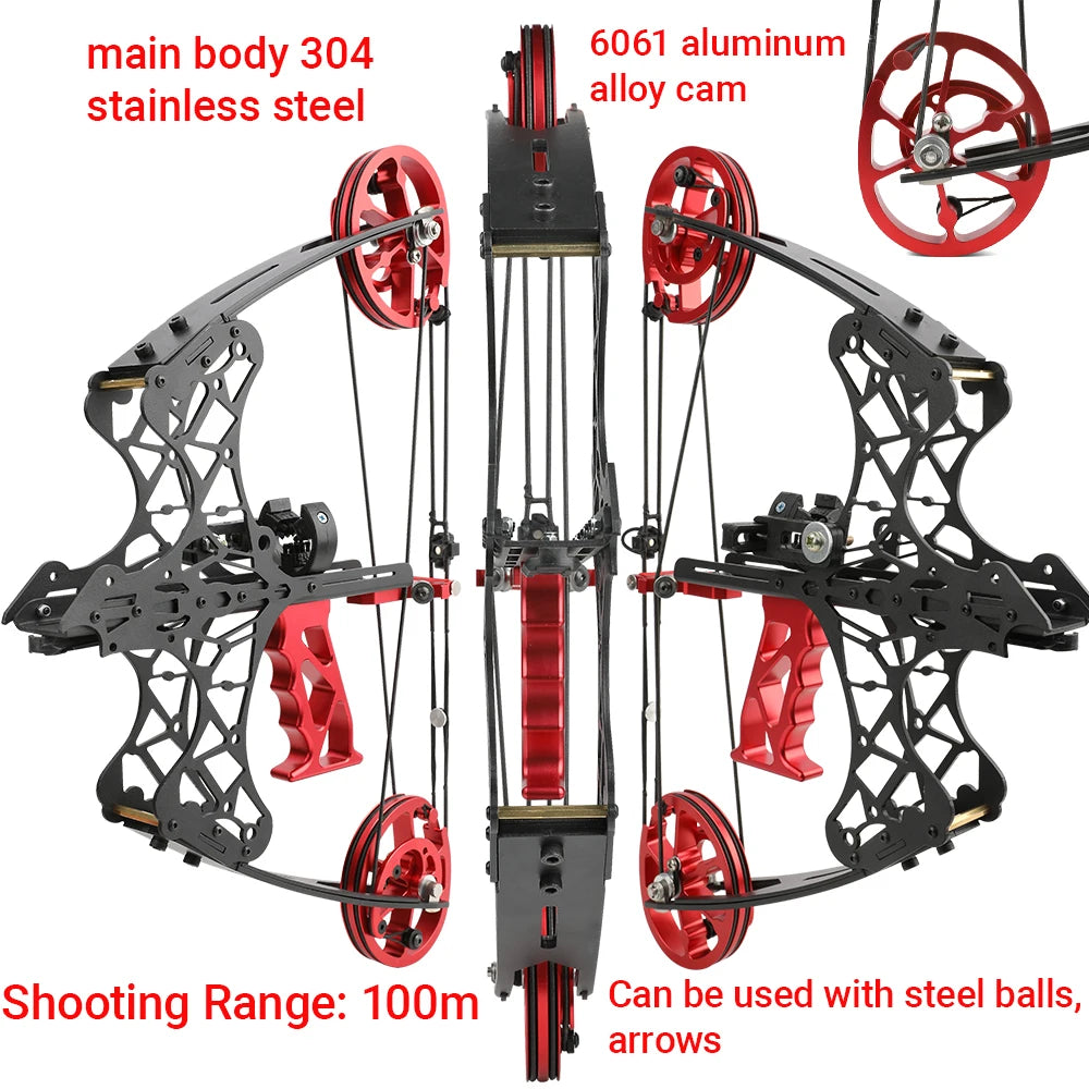 35 Lbs Compound Bow Dual Purpose 6061 Aluminium Wheels Grip Let Off 80% Shooting Arrows Steel Archery Hunting Target Bow