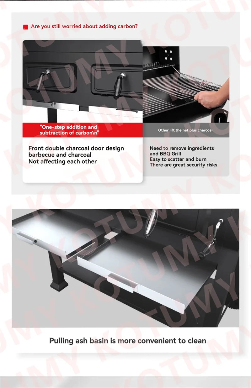 Stainless Steel Tabletop Charcoal Grill with Barbecue Grill Potable Charcoal Grill in Cooking Area Outdoor Camping