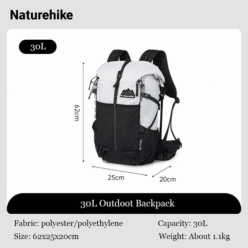 Naturehike Helium 30l Lightweight Outdoor Backpack Waterproof Breathable Hiking Camping Sports Climbing Bag With Water Bag Hole