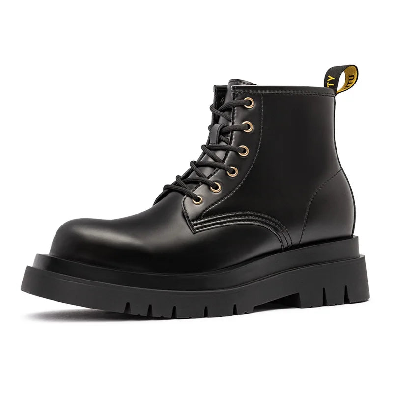 Maden Men's Handmade Cowboy Boots Black Motorcycle Boot British Split Leather TPR Sole Work Safety Boot Mid Outside Shoes