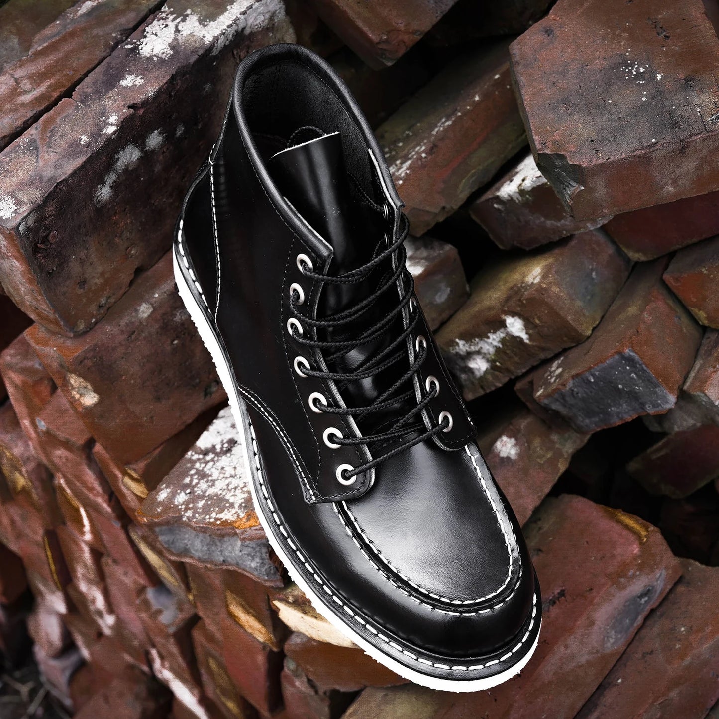 Durable Goodyear-Welted Stitchdown Rugged Style Work Boots Heritage Genuine Leather Moctoeboots Red For Men 1907 Shoes