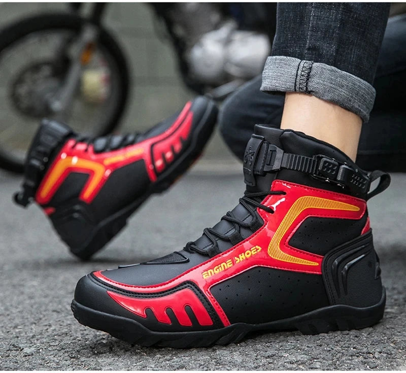 Men Motorcycle Boots Breathable Anti-fall Riders Motorbike Shoes TPU Protection Anti Slip Men's Motocross Bike Riding Boot
