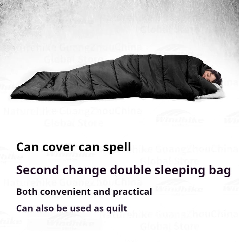Naturehike BLACKDOG Envelope Sleeping Bag Double Spring Autumn Quilt 210T Camping Ultralight Outdoor Travel Adult Sleeping Bag