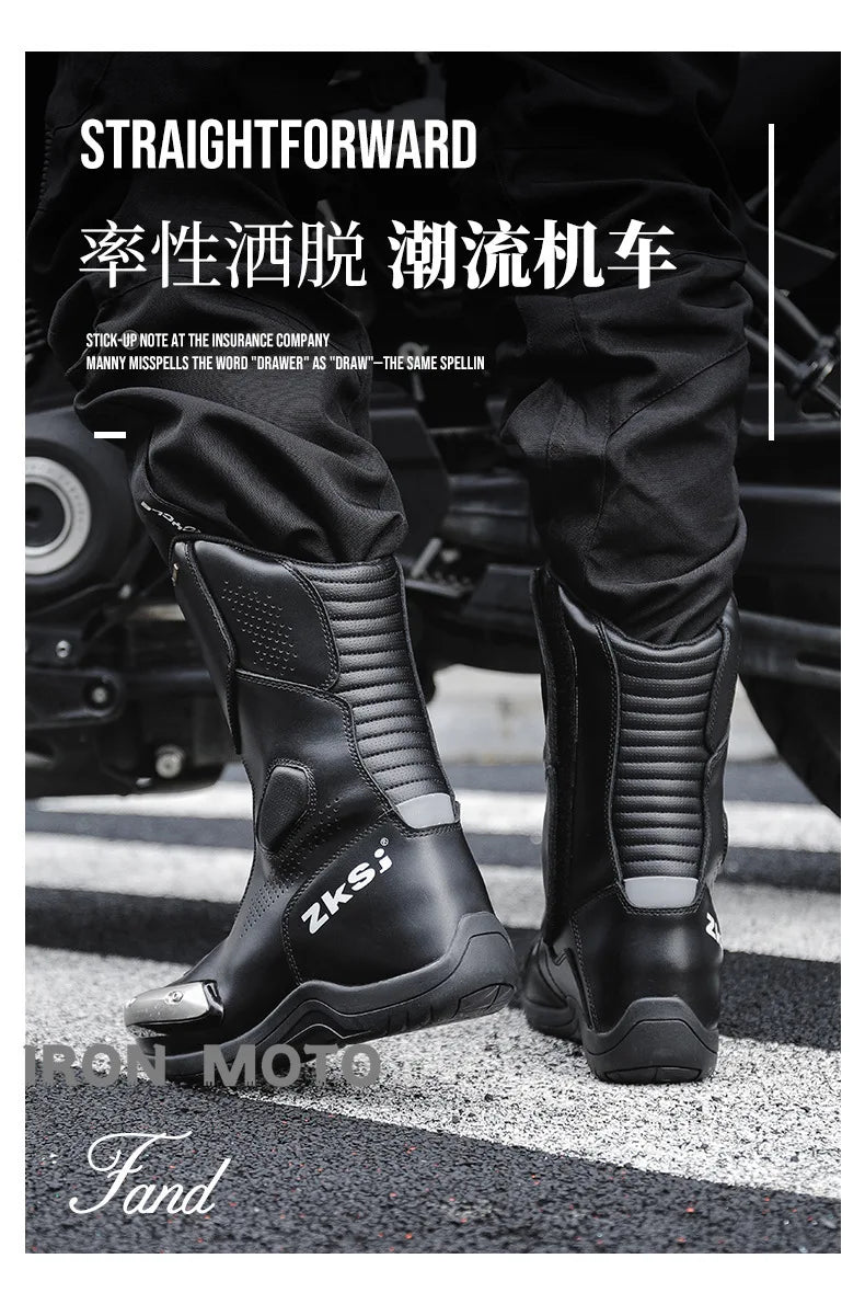 Motorcycle Shoes Full Leather Motocross Boots with Shifter Guard Cafe Boots Enduro Boots for Touring&hiking Moto Protection Gear