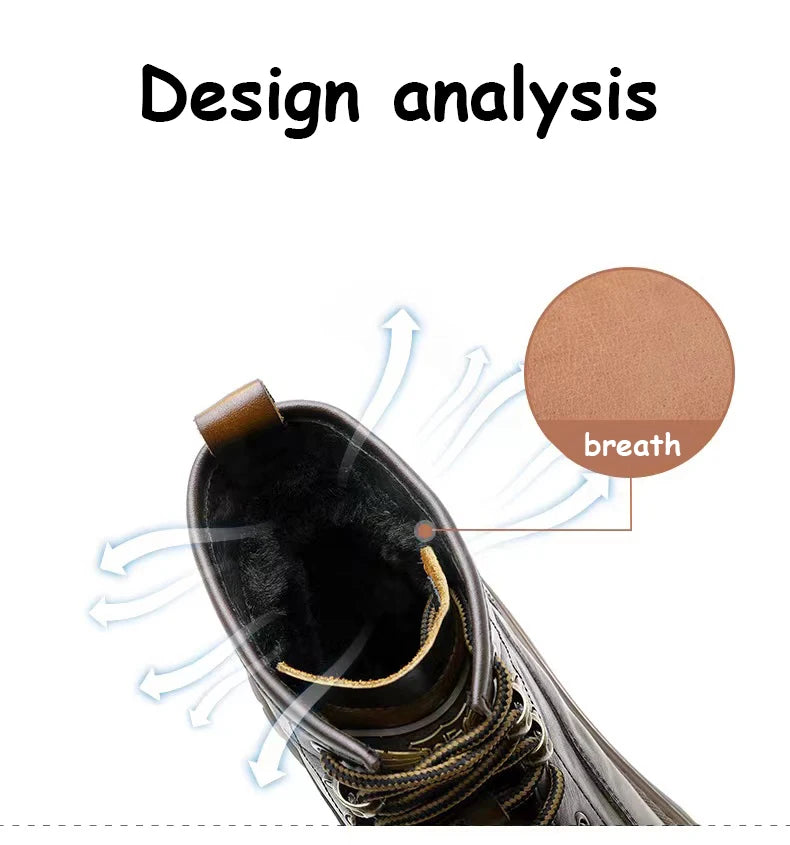 Desai Brand Men Boots Winter Cowboy Full Grain Genuine Leather Military Men Motorcycle Shoes Casual Work Fashion High Quality