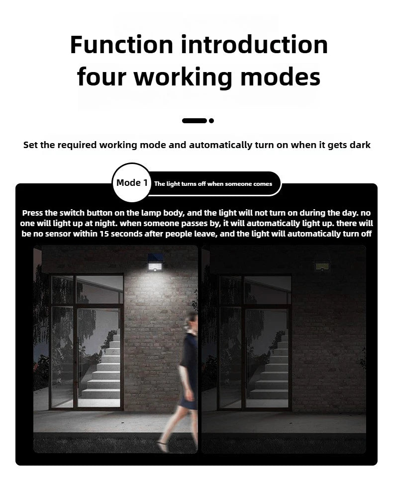 Solar Light Outdoor Foldable Floodlight Waterproof Spotlight Wall Human Body Sensor Lamp for Garden and Courtyard Lighting