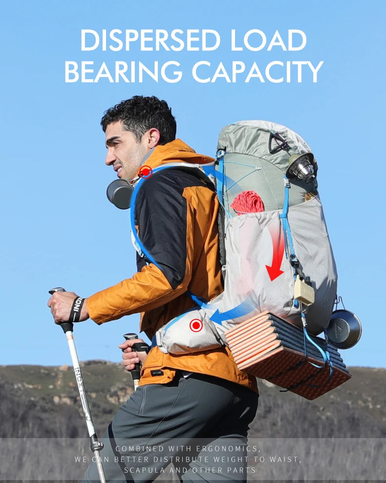 55L hiking backpack for men and women large capacity lightweight travel training fitness bag splashproof hiking multi-functional