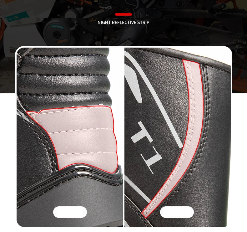 Motorcycle Road Racing Boots Professional Biker Shoes Motorbike Long Riding Protective Gear Shift Microfibe Leather boot