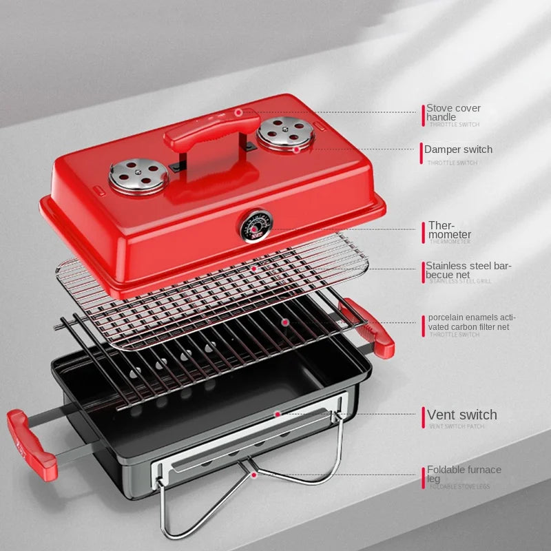 Charcoal Grill Charcoal barbecue oven outdoor household folding portable barbecue grill BBQ