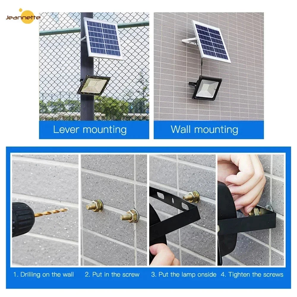 100W 220LED Solar Energy Light Waterproof Outdoor Solar Spotlight Lamp LED Flood Lamp Projector Lighting Fixture Floodlight