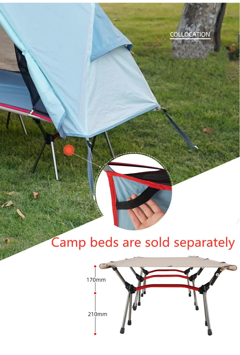 Outdoor Camping Off-the-ground Tent Single-person Easy-to-storage Portable Aluminum Alloy Anti-mosquito Rain-proof Fishing Tent
