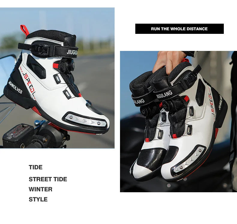Motorcycle Boots Man Leather Motos Riders Protective Motocross Boots Waterproof Non-slip Motocross Mountain Racing Shoes