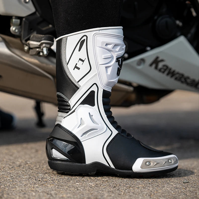 Tiger T1 Motorcycle Riding Shoes Long Protective Riding Boots Racing Shoes All Seasons Wear-resistant Anti Slip Motorcycle Boots