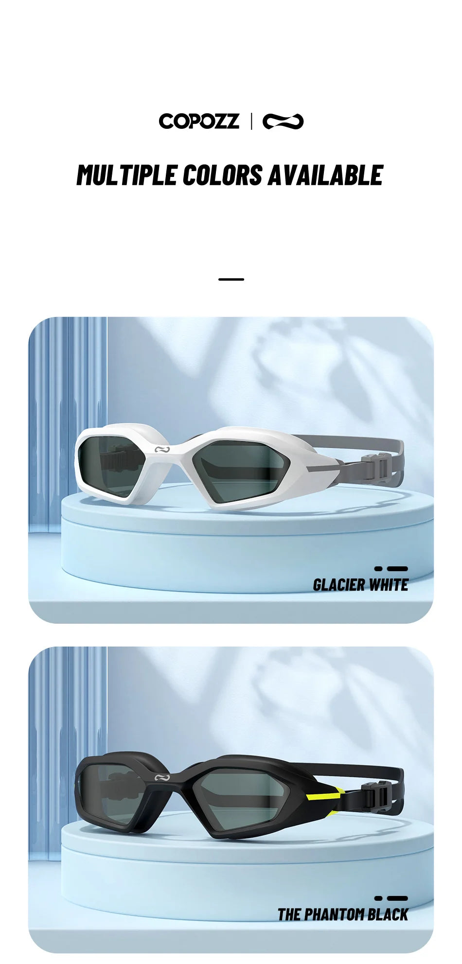 COPOZZ New Professional Swimming Goggles Electroplate Men Women Anti Fog UV Protection Adjustable Adult Fashion Swim Glasses