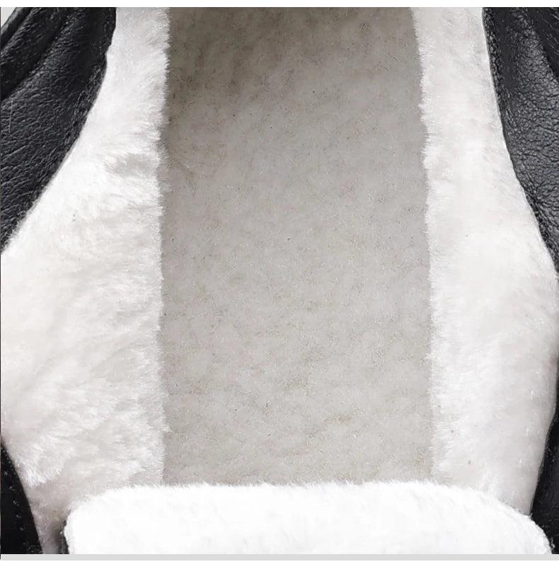 Outdoor Men High Top Leather Shoes Classic Black Leather Boots Motorcycle Breathable Riding Mid-calf Ankle Boots Warm Work Shoes