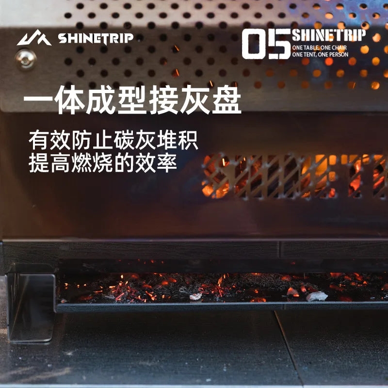 ShineTrip Outdoor Camping Stove Beacon Tower Desktop Barbecue Stove Stainless Steel Strong Firewood Burner Camping Furnace