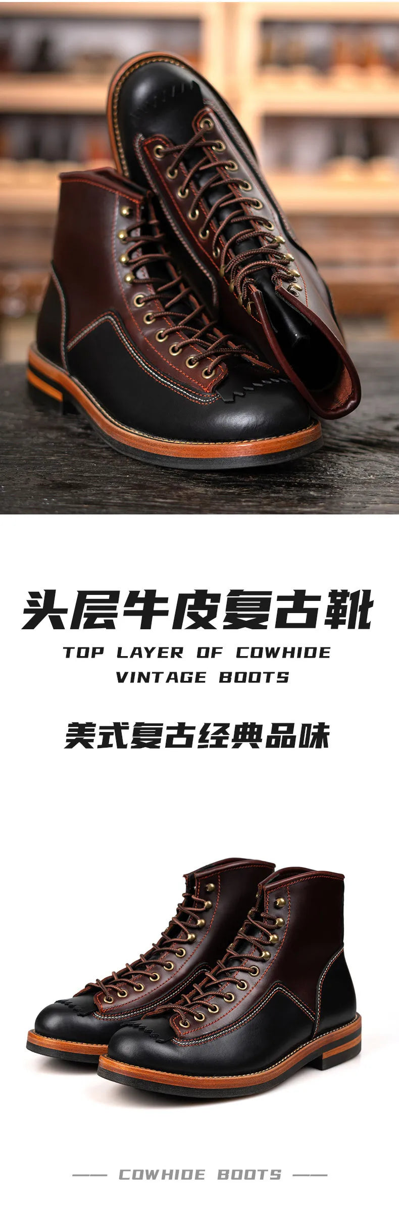 Motorcycle Boots Genuine Leather Motorbike Boots Ankle Casual Sneakers High Top Trekking Shoes Thick Soled Motorcycle Equipment