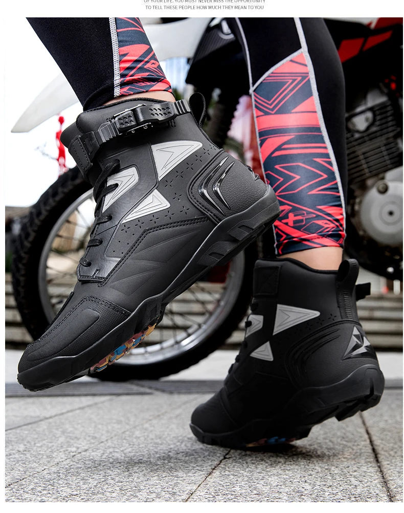 New Motorcycle Boots Men Breathable Motos Riding Boot TPU Protect Men's Motorcycle Shoes Anti Slip Motorbike Ankle Length Boots