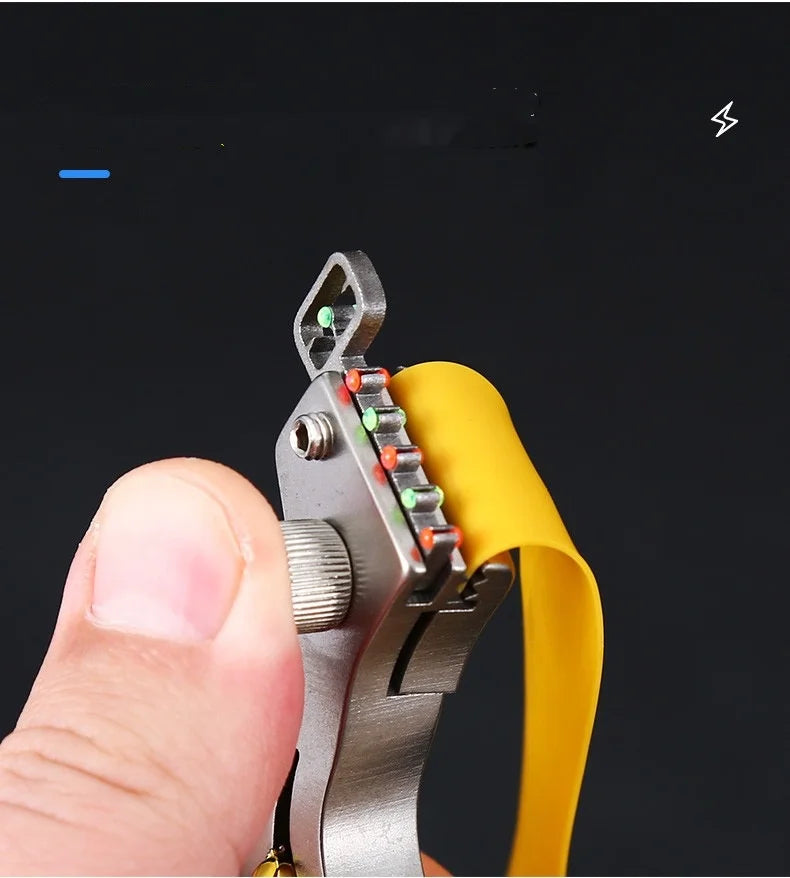 Powerful 304 Stainless Steel Slingshot Precise Shooting Outdoor Handle Hunting Catapult With Flat Rubber Band