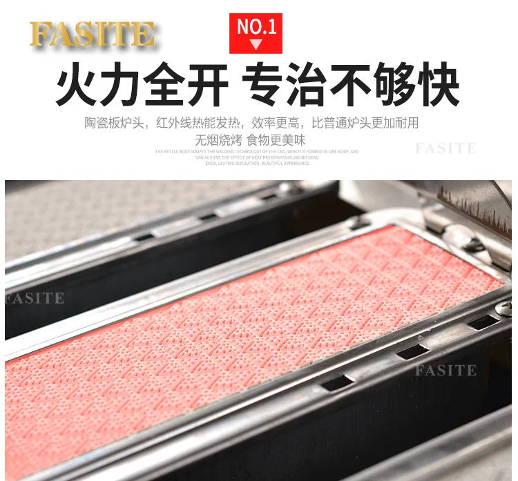 Barbecue grill commercial stall Black King Kong electric barbecue skewers oysters gas grilled fish machine manufacturer