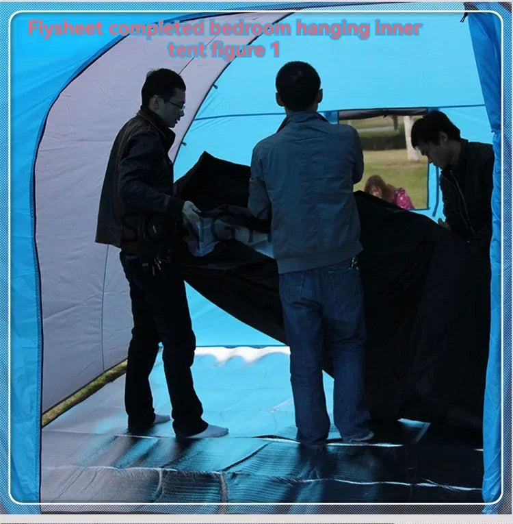 New Exercise BBQ Camping Large Tunnel Tent One Room Two Living Rooms Rainproof Ten People Outdoor Equipment Camping Supplies