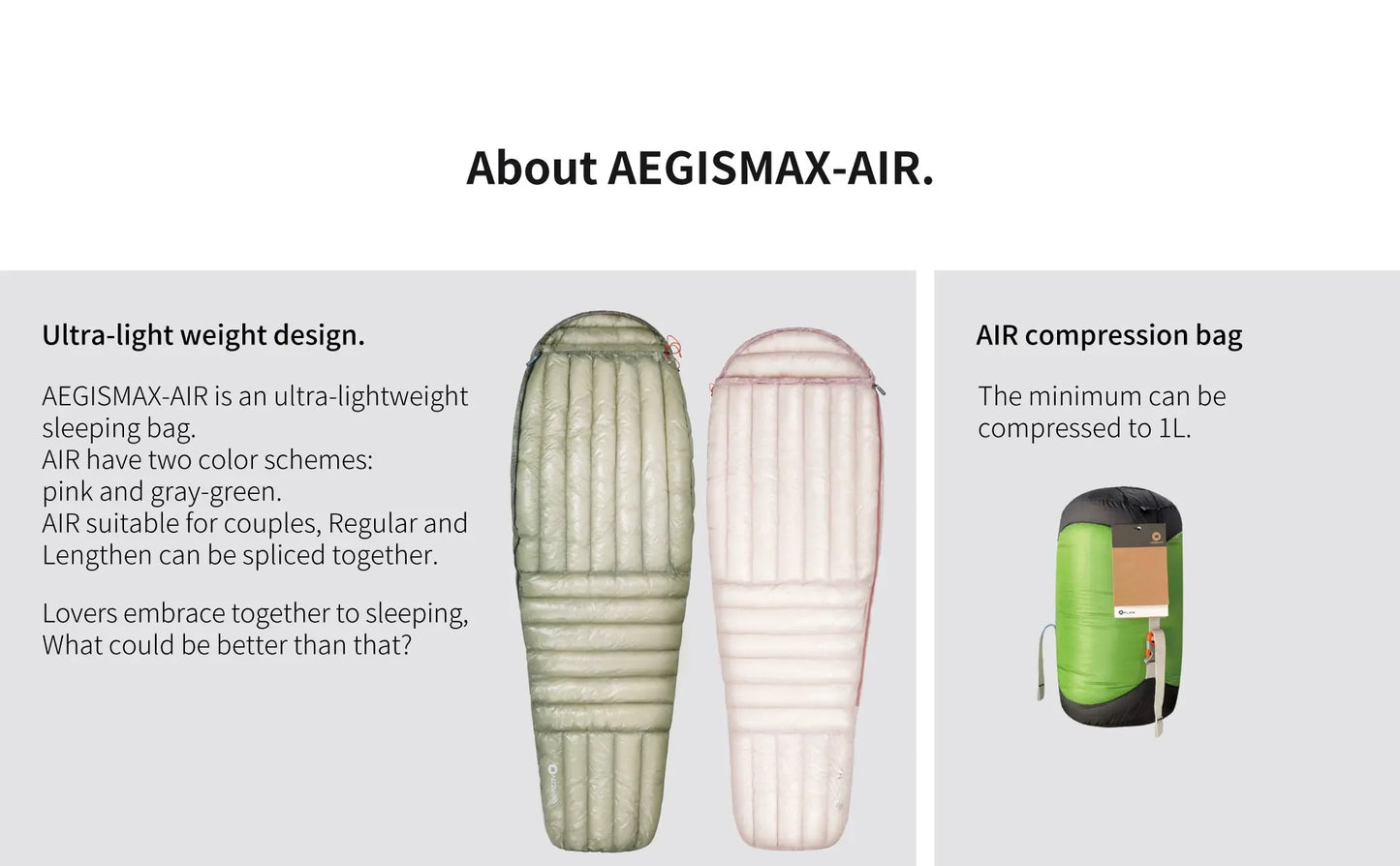 AEGISMAX AIR 10D 6 Degree Lightweight Ultra Dry Duck Down Pro 800FP Ultralight Sleeping Bag for Traveling Hiking Camping