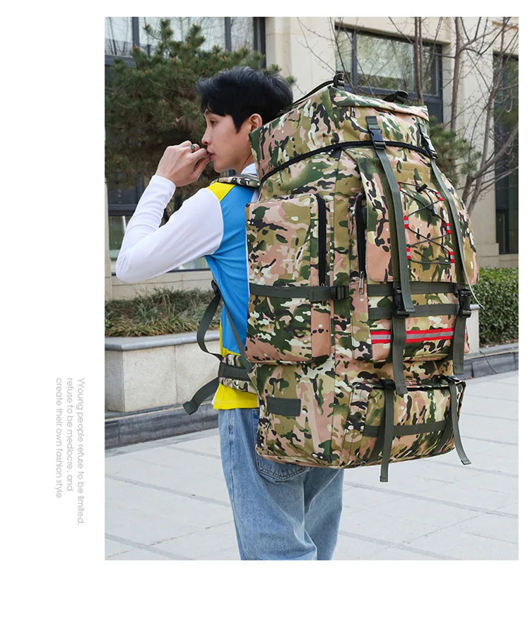 130L Large Capacity Mountaineering Bag Suitable  Outdoor Travel Camping Climbing Adventure Multifunctional Waterproof  Backpack