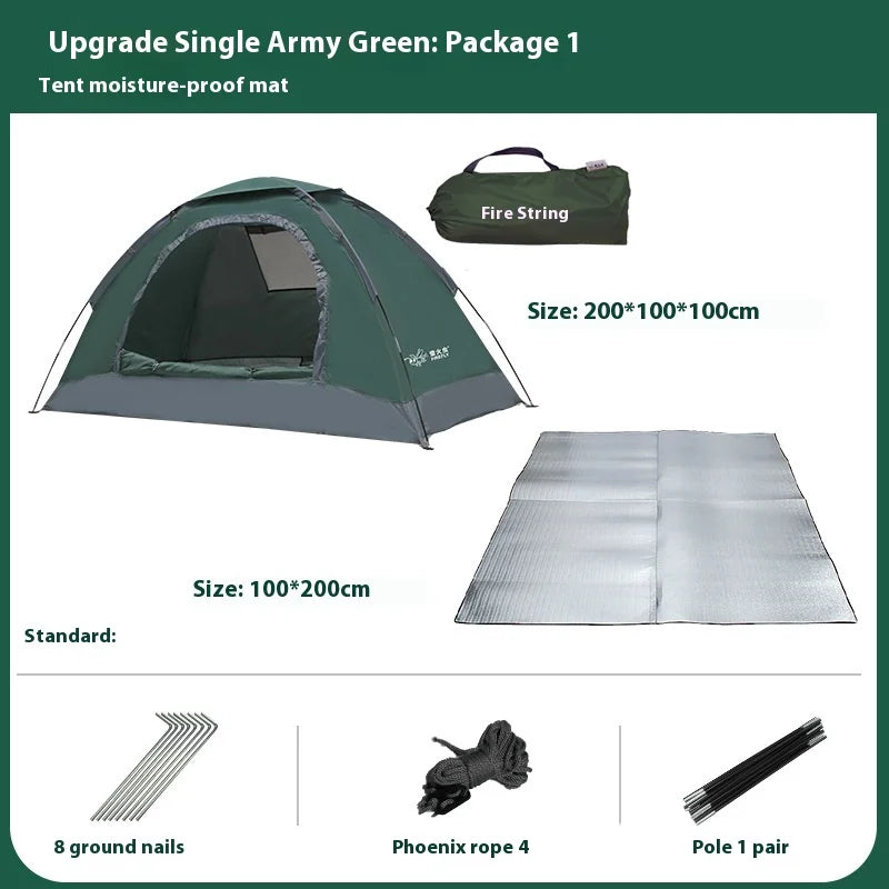 Single Camping Tent -190T Silver Plated Polyester 150D Waterproof Oxford 1.42KG Lightweight and Portable Outdoor Tent ultralight