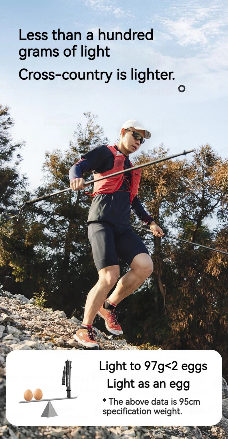 Naturehike 3K Carbon Fiber Collapsible Telescopic Sticks Trekking Pole Folding Portable Walking Stick Staff for Hiking Climbing