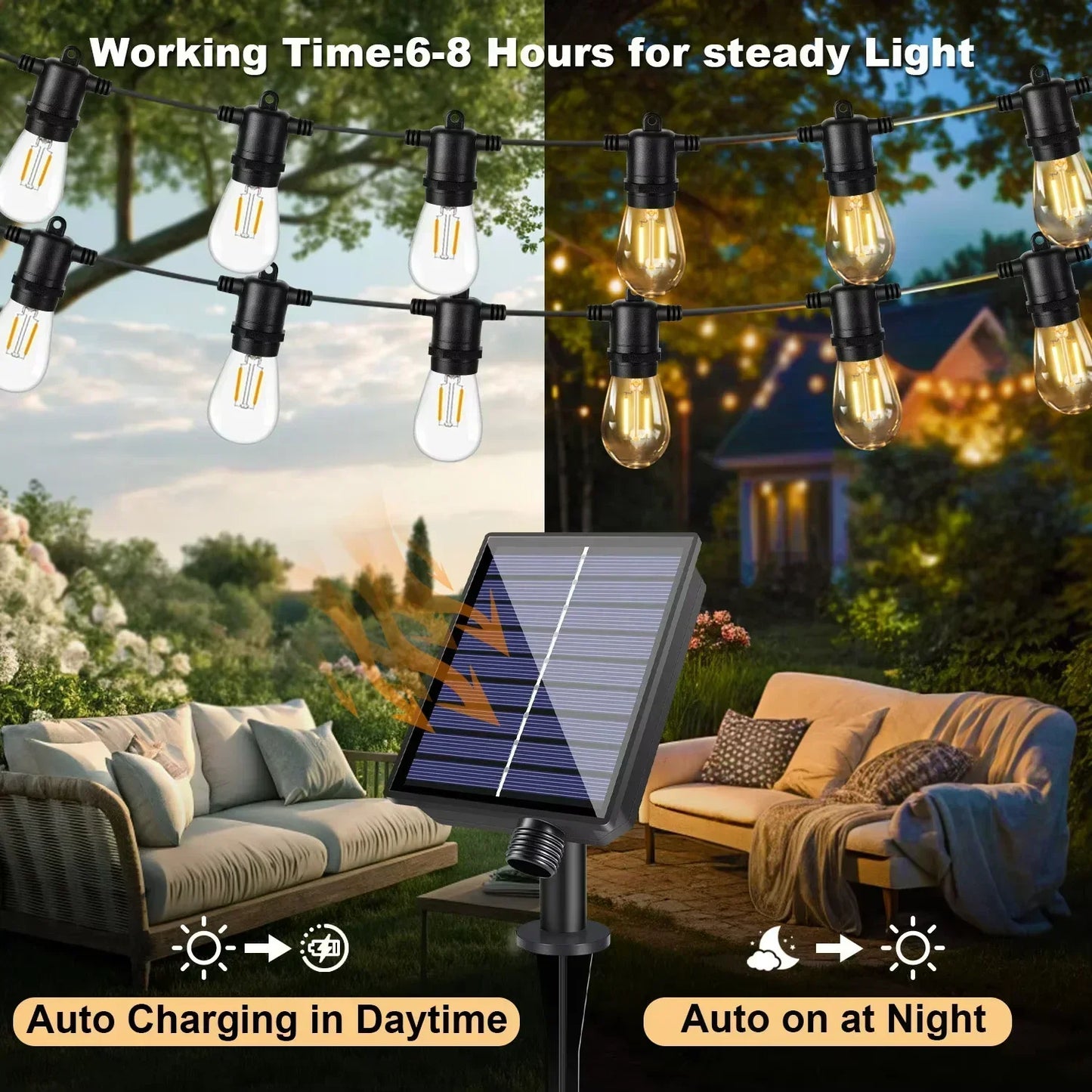 Waterproof Solar Outdoor Lights Garland E27 Shatterproof Socket Solar Light for Outdoor Decorative Solar Garden Lights Fairy