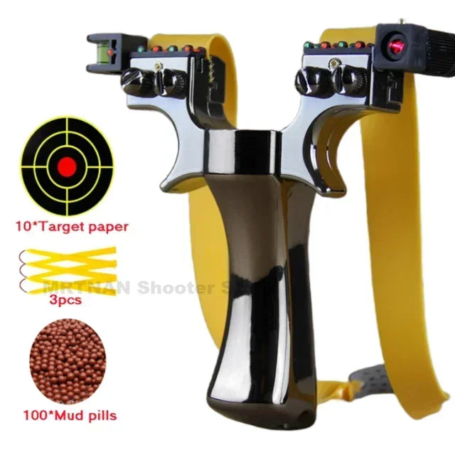 Powerful Laser Slingsshot Upgrade Outdoor Shooting Catapult Double Screw Quick Pressure Rubber Band Hunting Slingshot