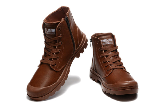 2025 New PALLADIUM Pampa Men Women Soldiers Boots Leather Zipper Ankle Boots Outdoor Dual Purpose Walking Shoes Casual Shoes