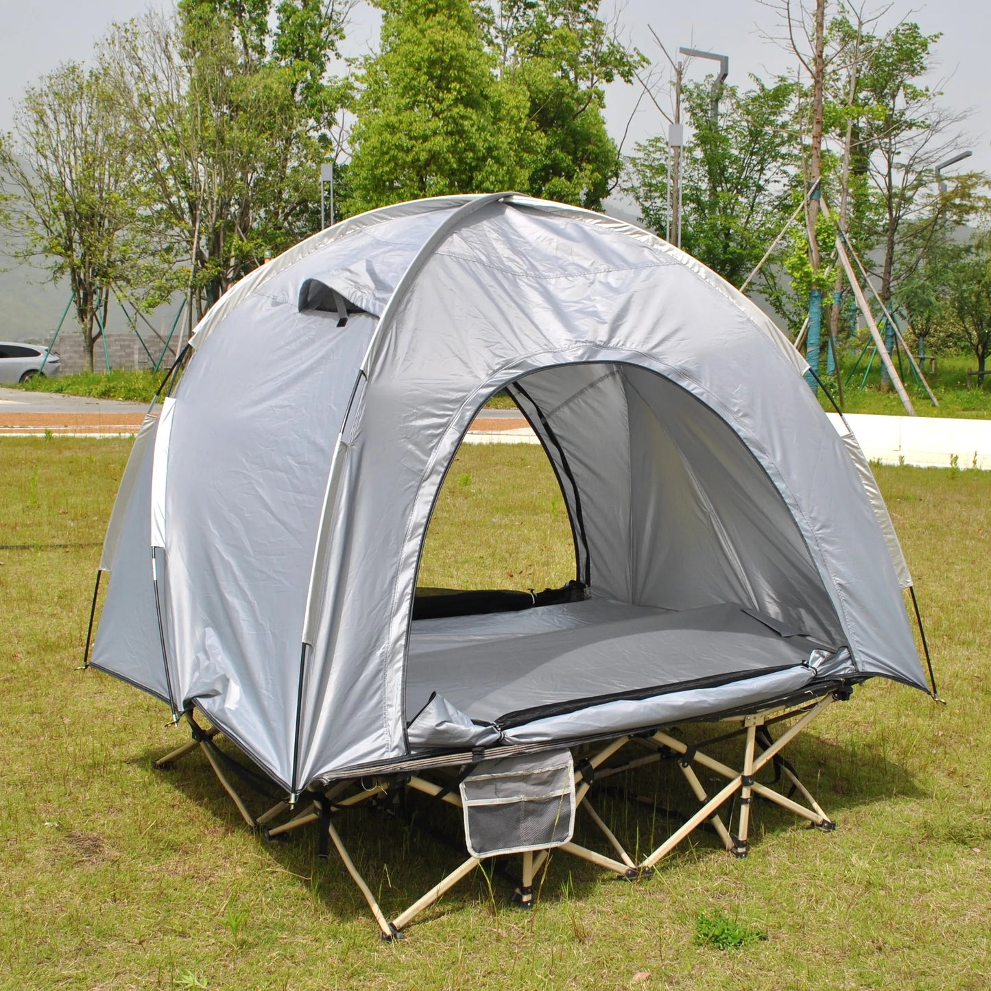 Off-Ground 3 Person Camping Fishing Tent with Double Mesh Doors - Insect Blocking, Durable Design, Easy Setup,Excluding bed