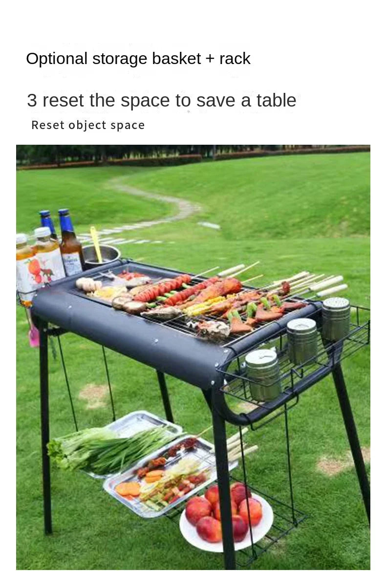 Home Outdoor Multifunctional Portable Barbecue Rack Charcoal Smokeless Barbecue Skewers Thickened Stainless Steel Barbecue Stove