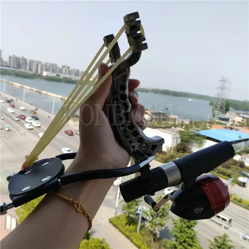 Strong Slingshot Hunting Fishing Set Professional Catapult with Arrows Fishing Rubber Band Outdoor Shooting Fishing Accessories