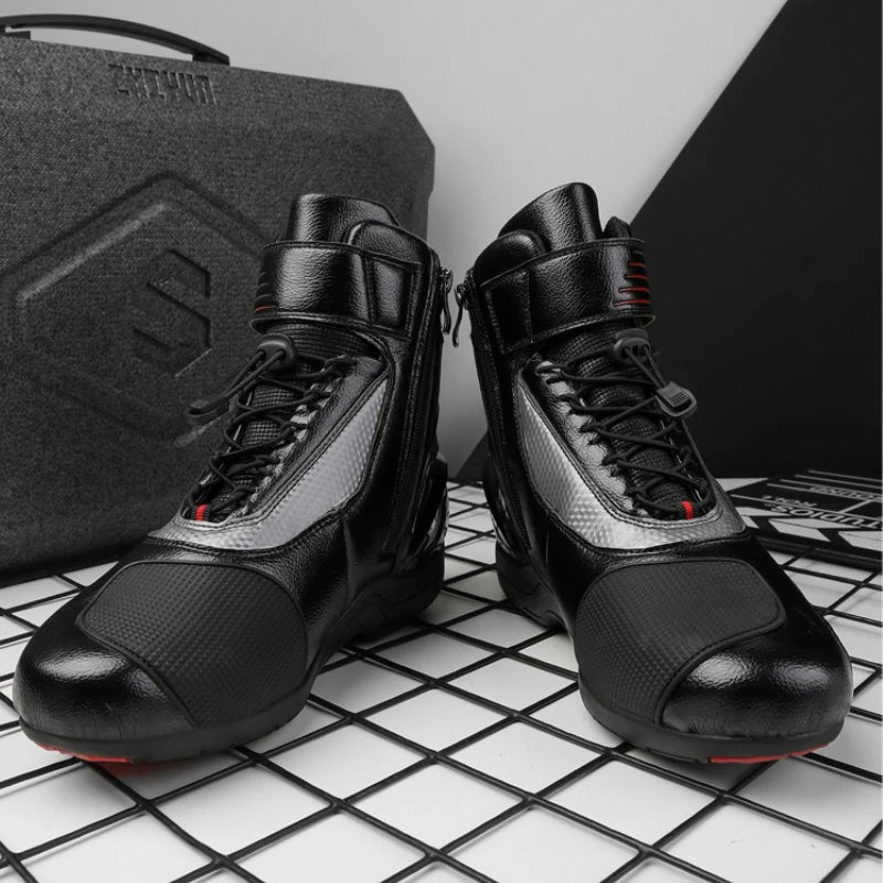 Motorcycle Shoes Men Off-road Adventure Motocross Low Boots  Retro Black Riding Shoes Rubber Sole Waterproof Motorcyclist Shoes